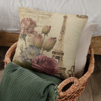 Paris France French Eiffel Tower Floral Collage