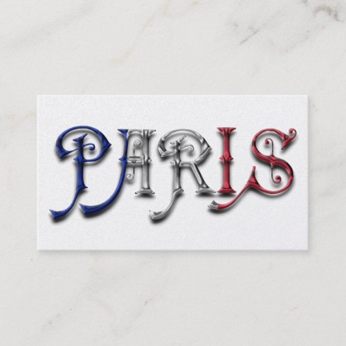 Paris France French Flag Colors Typography Business Card