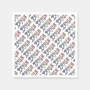 Paris France French Flag Colors Typography Paper Napkins