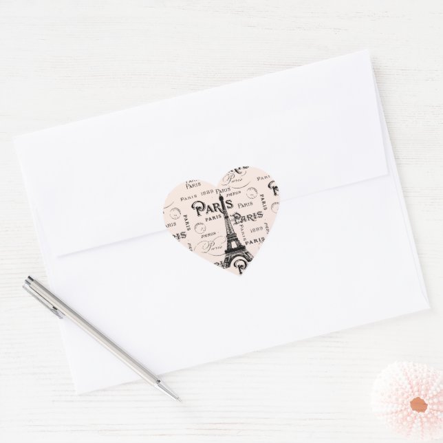 Paris France Gifts and Souvenirs Heart Sticker (Envelope)