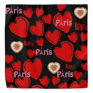 Paris France Hearts Bandana