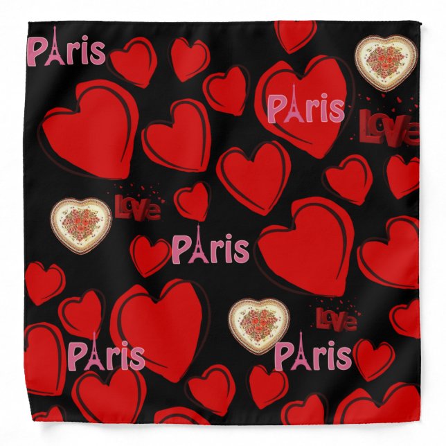 Paris France Hearts Bandana (Front)