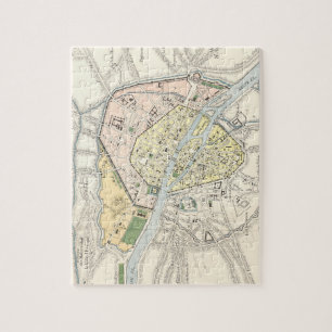 Paris, France: Historical, Vintage Map Jigsaw Puzzle