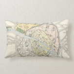 [ Thumbnail: Paris, France: Historical, Vintage Map Lumbar Pillow ]