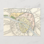 [ Thumbnail: Paris, France: Historical, Vintage Map Postcard ]