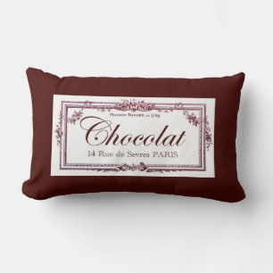 Paris France House of Chocolate Shop Floral Vines Lumbar Pillow