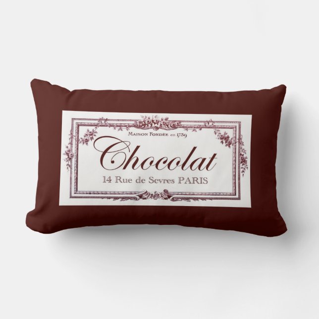 Paris France House of Chocolate Shop Floral Vines  Lumbar Pillow (Front)