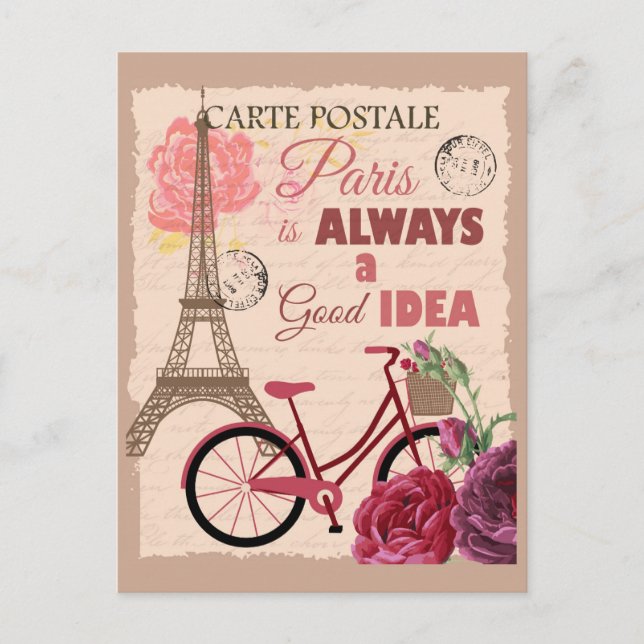 Paris France Is Always A Good Idea Eiffel Tower Postcard (Front)