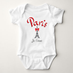 Paris, France Je t'aime, Love you Eiffel Tower Baby Bodysuit
