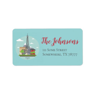 Paris France Landmarks Eiffel Tower Address Labels