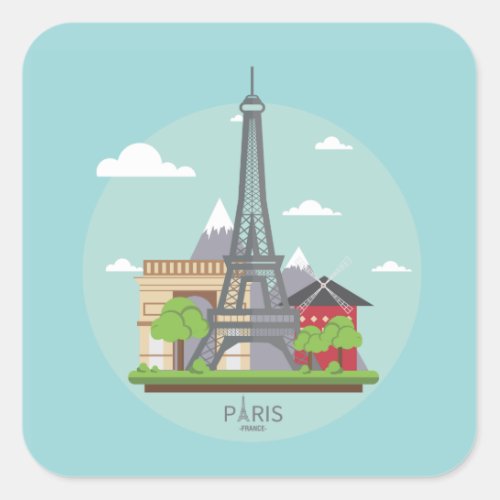 Paris France Landmarks Eiffel Tower Sticker