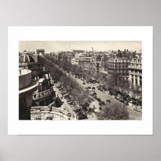 Paris France L'Avenue des Champs-Elysses, 1950s Poster