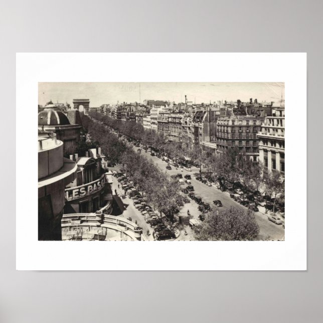 Paris France L'Avenue des Champs-Elysses, 1950s  Poster (Front)