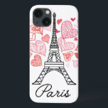 Paris, France Love iPhone 13 Case<br><div class="desc">Eiffel Tower pattern with romantic hearts.  | © and ® Bigstock® - All Rights Reserved.</div>