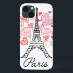 Paris, France Love iPhone 13 Case<br><div class="desc">Eiffel Tower pattern with romantic hearts.  | © and ® Bigstock® - All Rights Reserved.</div>