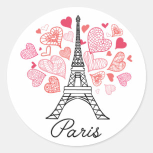 Paris, France Love Classic Round Sticker