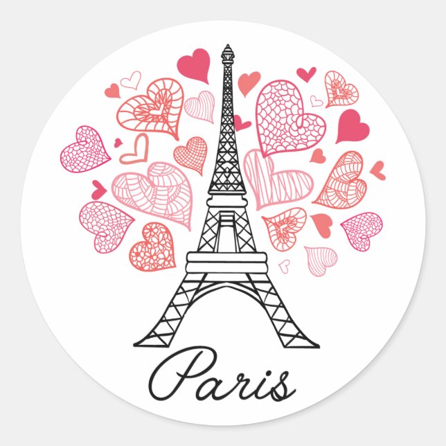 Paris, France Love Classic Round Sticker (Front)
