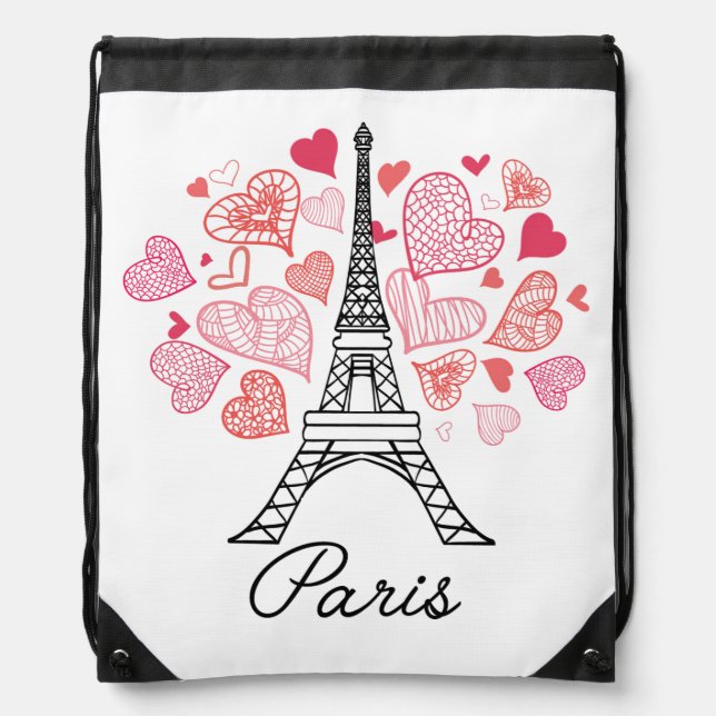 Paris, France Love Drawstring Bag (Front)