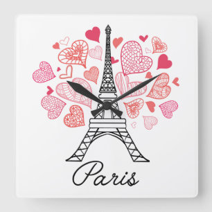 Paris, France Love Square Wall Clock