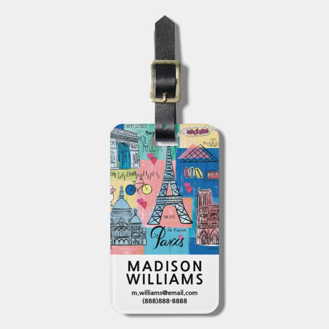 Paris, France Luggage Tag (Front Vertical)