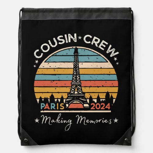 Paris France Making Memories 2024 Drawstring Bag