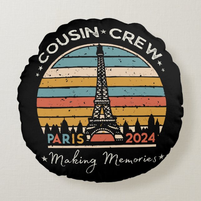 Paris France Making Memories 2024 Round Pillow (Front)