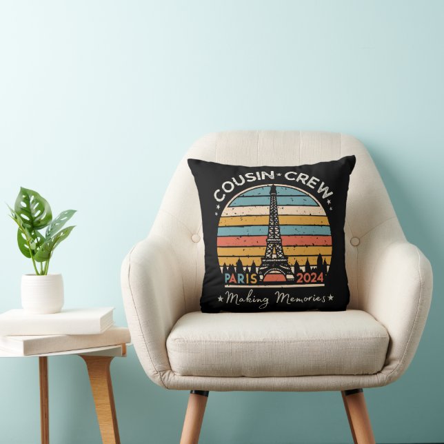 Paris France Making Memories 2024 Throw Pillow (Chair)