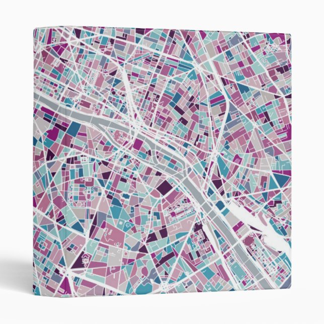 Paris France Map 3 Ring Binder (Front/Spine)