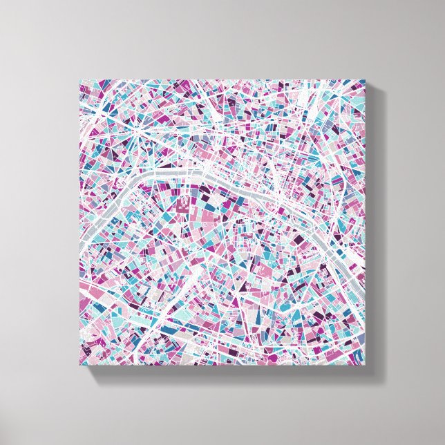 Paris France Map Canvas Print (Front)