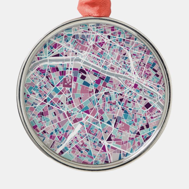 Paris France Map Metal Ornament (Front)