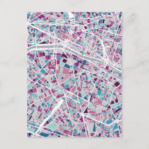 Paris France Map Postcard