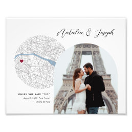 Paris France Map Wedding Engagement Photo Gift