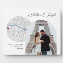 Paris France Map Wedding Engagement Photo Gift