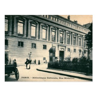 Paris, France, National Library, Vintage Postcard