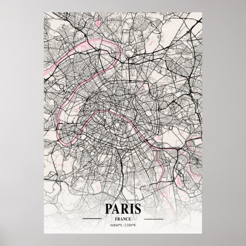 Paris _ France Neapolitan City Map Poster