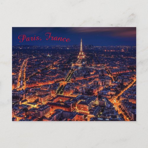 Paris France Night City Lights Postcard
