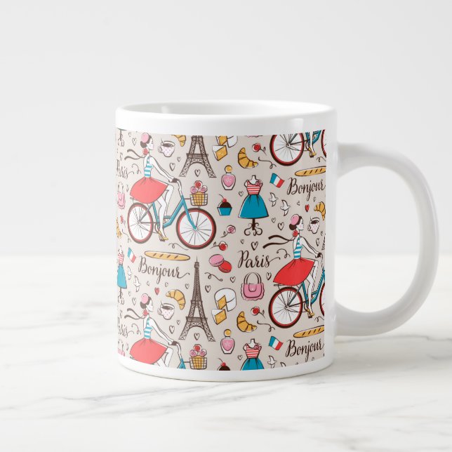 Paris France Pattern Giant Coffee Mug (Right)