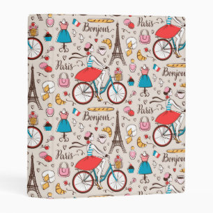 Paris France Pattern Mini Binder