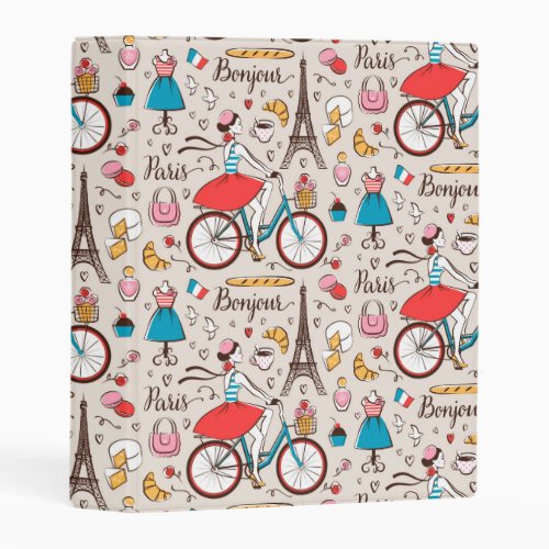 Paris France Pattern Mini Binder