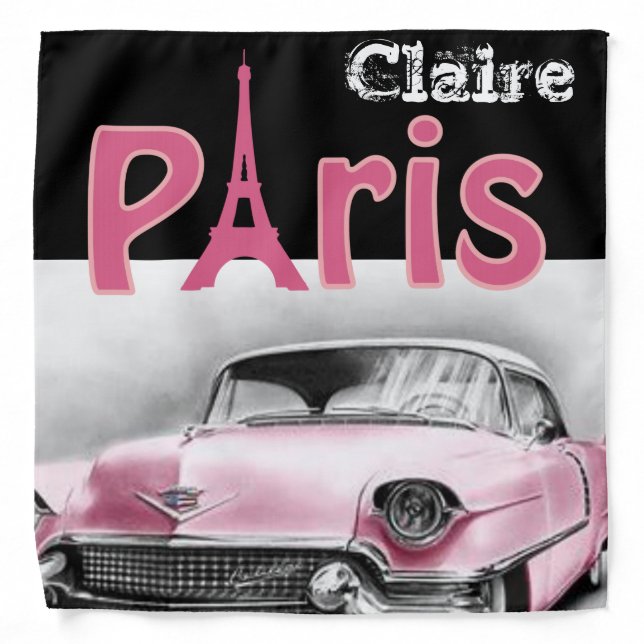 Paris France Pink Car Bandana (Front)