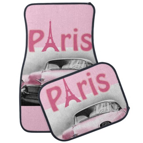 Paris France Pink Floor Car Mats