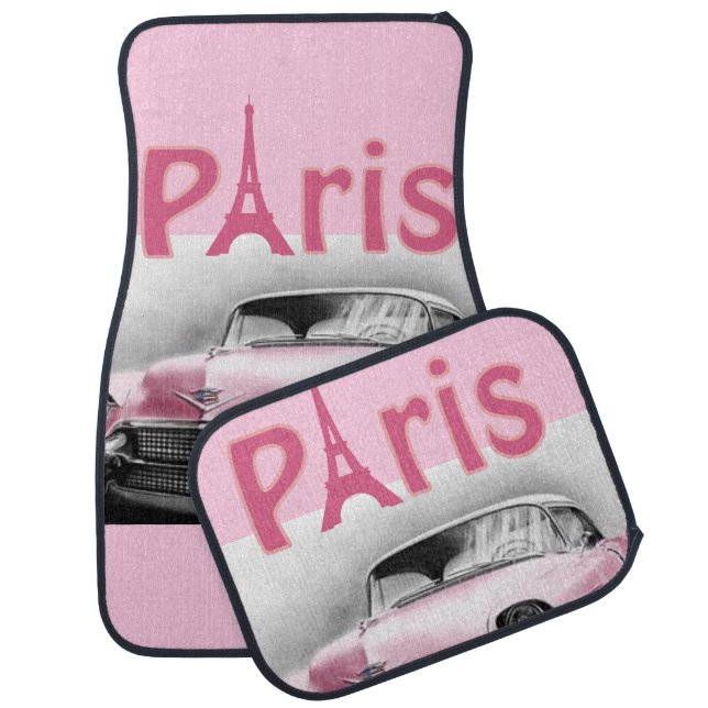 Paris, France Pink Floor Car Mats (Set)