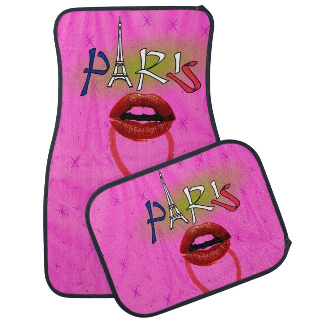 Paris, France Pink Floor Car Mats (Set)