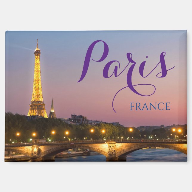 Paris France Postcard Eiffel Tower Magnet (Front)