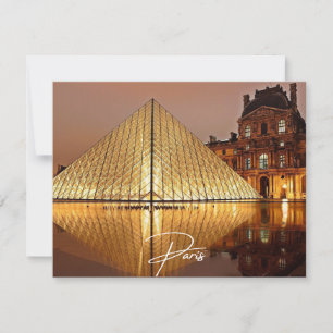 Paris France Postcard, the Louvre Invitation