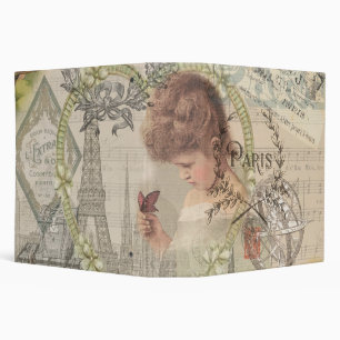 Paris France Pretty Girl Eiffel Binder