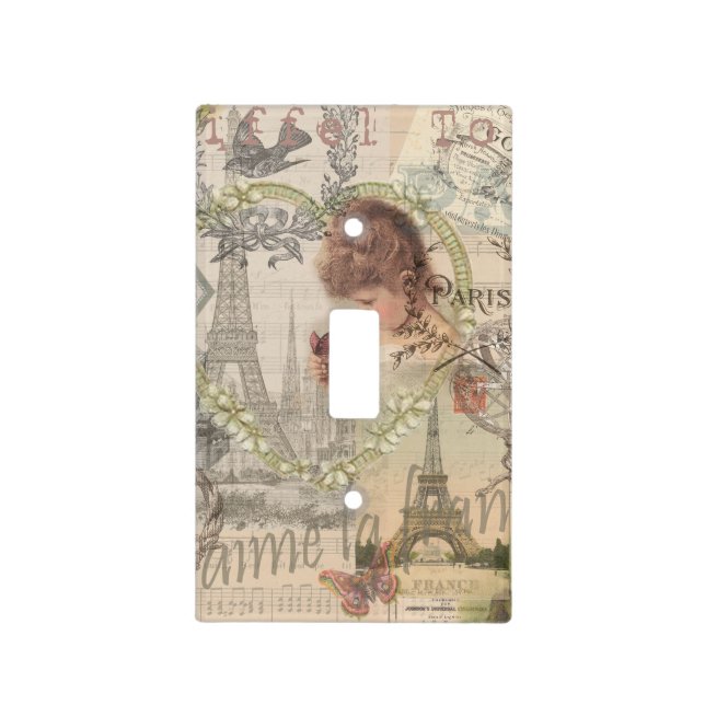 Paris France Pretty Girl Eiffel Light Switch Cover (Front)