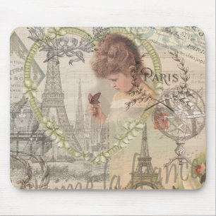 Paris France Pretty Girl Eiffel Mouse Pad