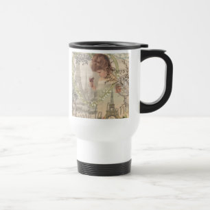 Paris France Pretty Girl Eiffel Travel Mug