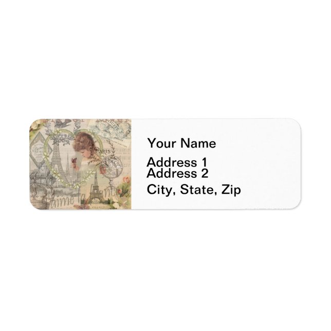 Paris France Pretty Girl Soft Eiffel Label (Front)